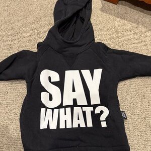 Nununu Black Kids Hoodie with 'Say What?' Print size 3-4